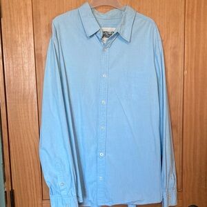 Men's 100% Cotton Sky Blue Button-Down Shirt